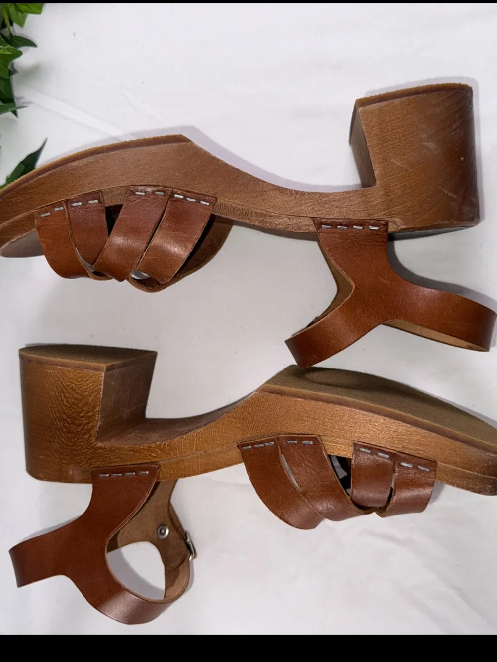Swedish Hasbeens EU38 Clogs Sandals Cross Strap, Debutante Kringlan Heel Leather